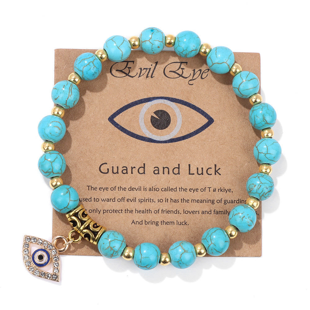 Olivenorma Natural Stone Bead Evil Eye Pendant Bracelet