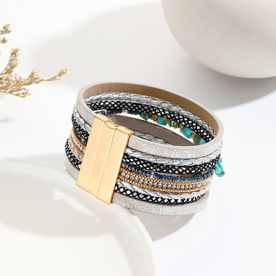 Olivenorma Irregular Turquoise Wide Leather Bracelet