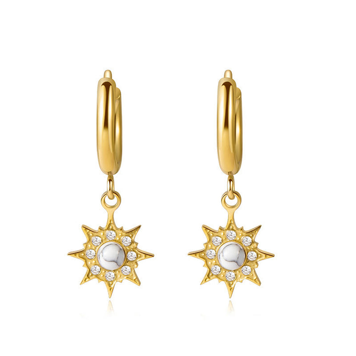 Olivenorma Natural White Turquoise Sun Moon Star Pendant Earrings - White Turquoise & Octagram - image 7