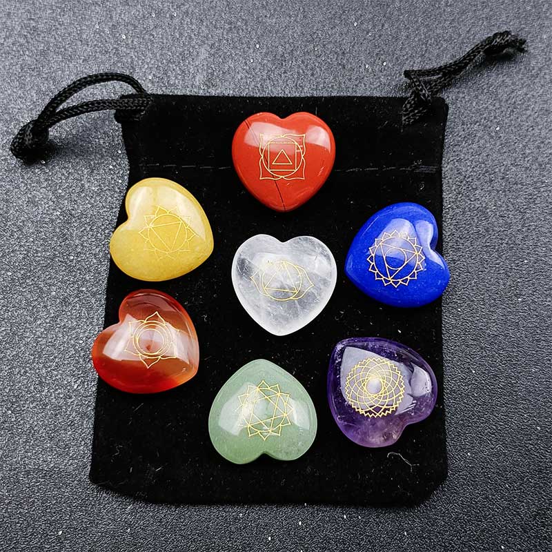 7 Chakra Stones Heart-shaped Crystal Set