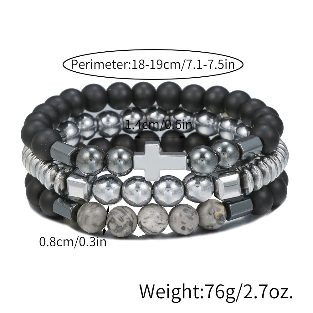 Olivenorma Mens Stacking Gemstone Set Bracelet