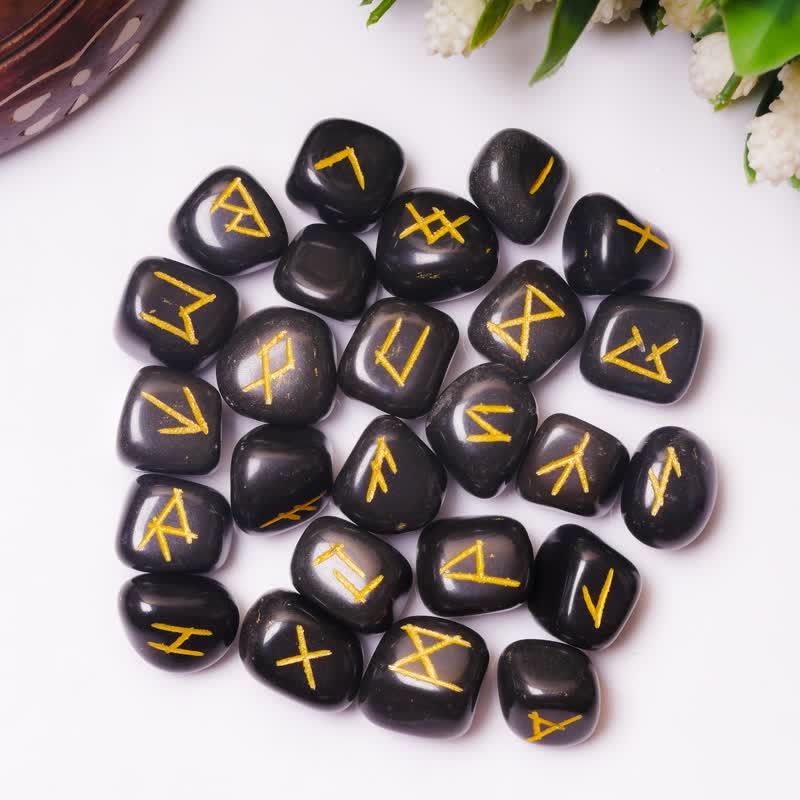 Olivenorma Rune Alphabet Carved Graphic Stone Balance Gemstone Decoration