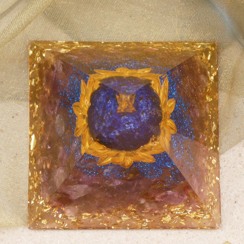 Olivenorma Amethyst Lapis Lazuli Lotus Symbol Orgone Pyramid