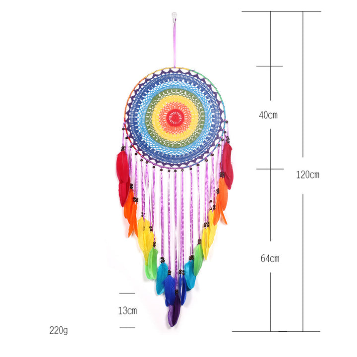 Olivenorma Rainbow Feather Beaded Black Onyx Dream Catcher - image 4