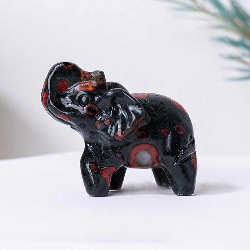 Olivenorma Natural Crystal Elephant Carving Ornament Gemstone Decoration - Plum Blossom Jade - image 14
