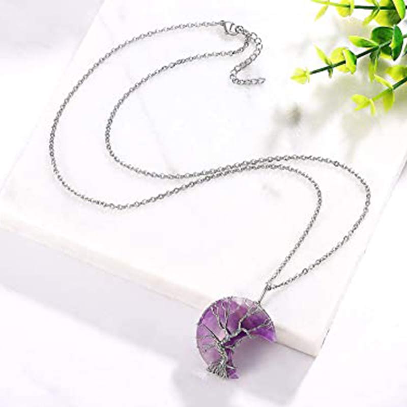 Olivenorma Natural Crystal Moon Necklace