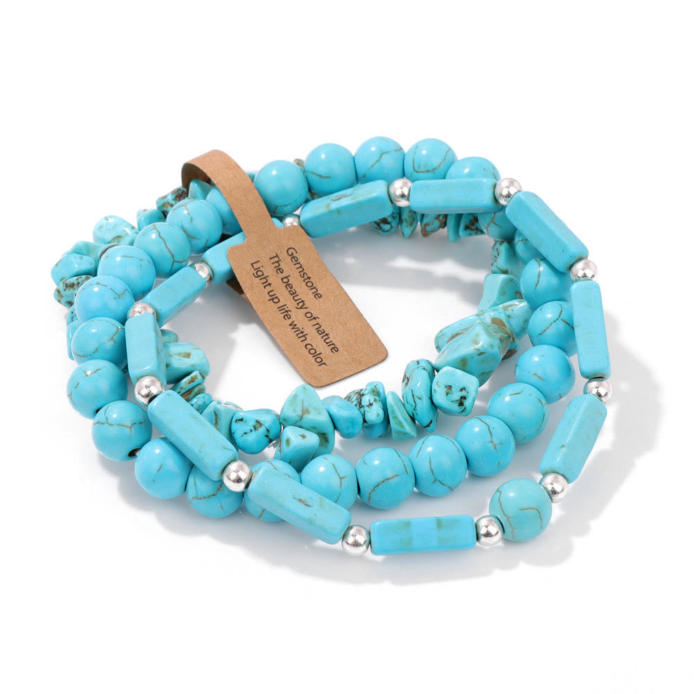 Olivenorma Natural Stone Irregular Three Layer Bracelet Set