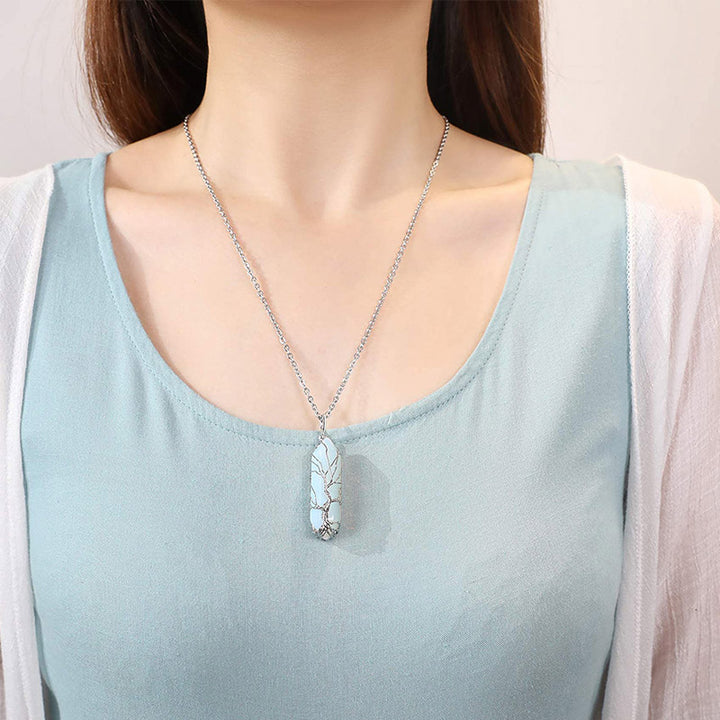 Olivenorma Crystal With Tree Of Life Gemstone Necklace