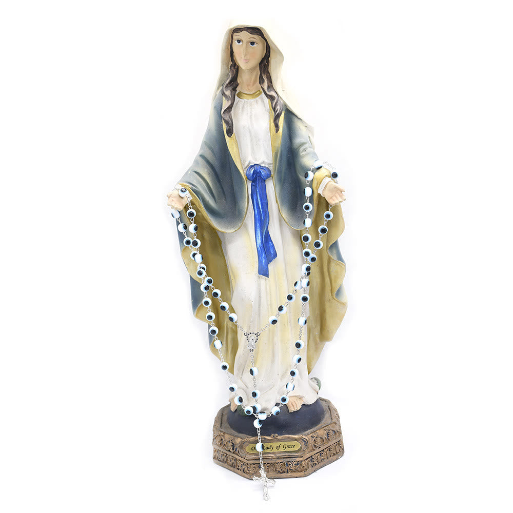 Olivenorma Black White Evil Eye Cross Pendant Rosary Necklace - image 1