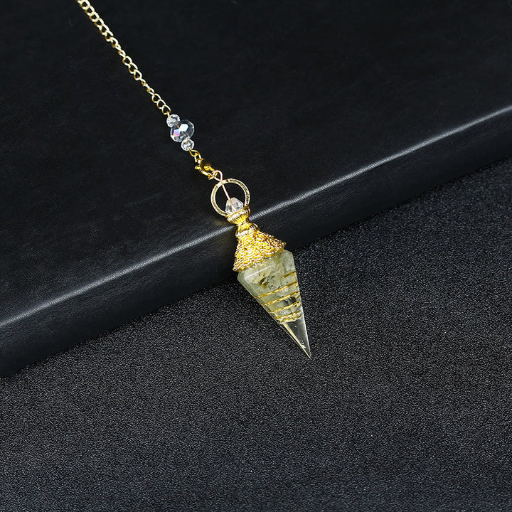 Olivenorma Natural Crystal Resin Hexagonal Pyramid Pendulum - Prehnite - image 25