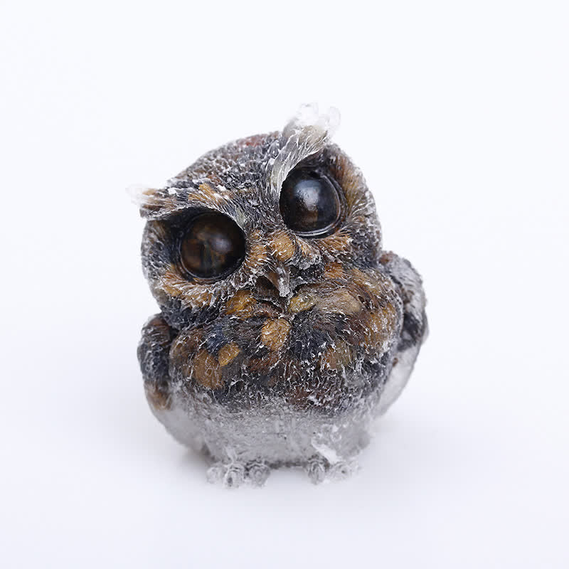 Olivenorma Natural Crystal Resin Owl Gemstone Decoration