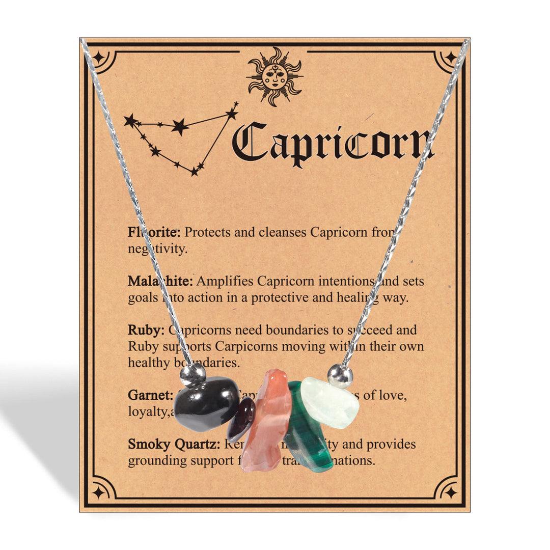 Olivenorma Natural Stone Zodiac Sign Choker Necklace