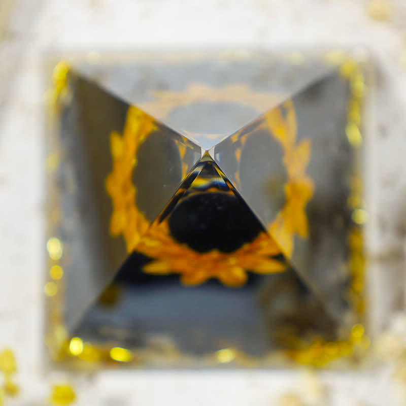 (Clearance 30% OFF / CODE: OFF30) - Olivenorma "Light In The Dark" -Black Onyx  Lotus Orgone Pyramid