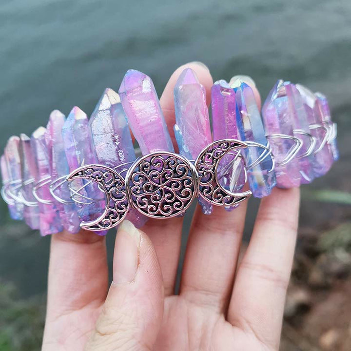 Olivenorma Fluorite Fairy Moon Crystal Crown