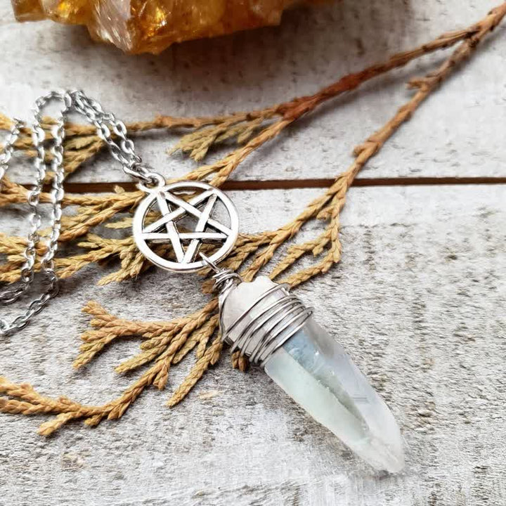 Olivenorma Pentagram Quartz Witch Necklace