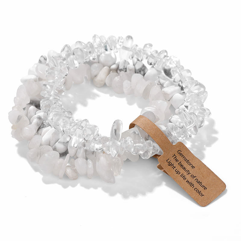 Olivenorma Natural Irregular Crystal Gravel Three Layer Bracelet