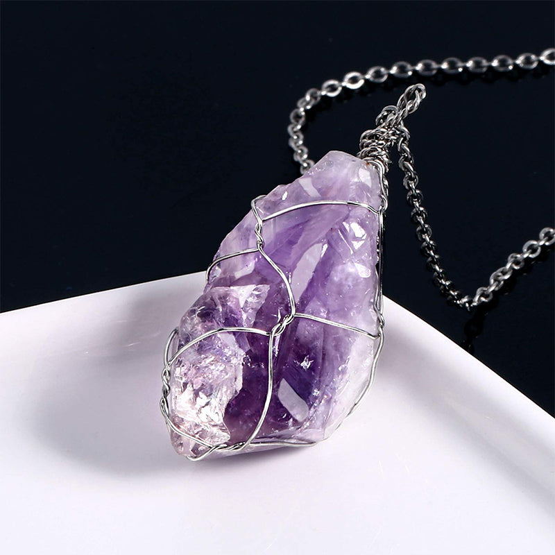 Olivenorma Amethyst Crystal Healing Necklace