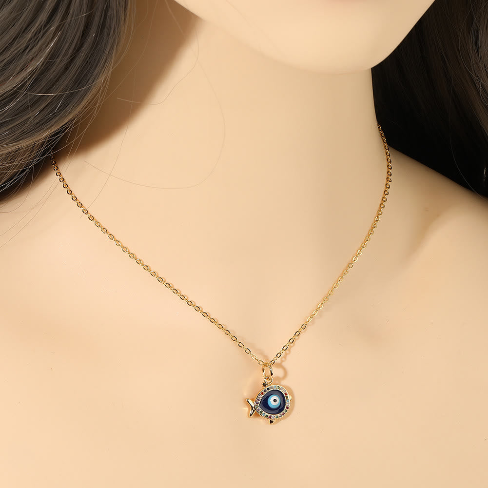 Olivenorma Epoxy Evil Eye Hamsa Heart Shape Necklace