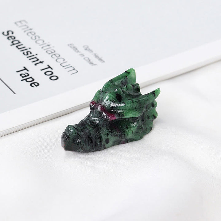 Olivenorma 1.5Inch Crystal Dragon Skull Statue Gemstone Decoration - Ruby Zoisite - image 5