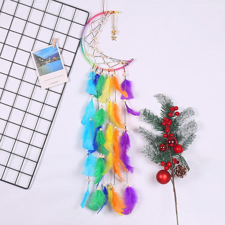 Olivenorma "Colorful Dream" - Moon Colorful Feather Dream Catcher