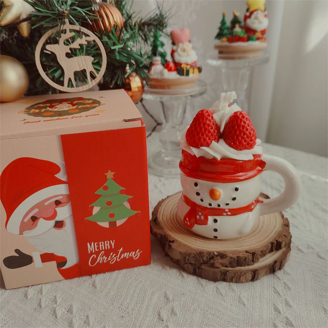 Olivenorma Christmas Santa Claus Snowman Elk Cup Candle