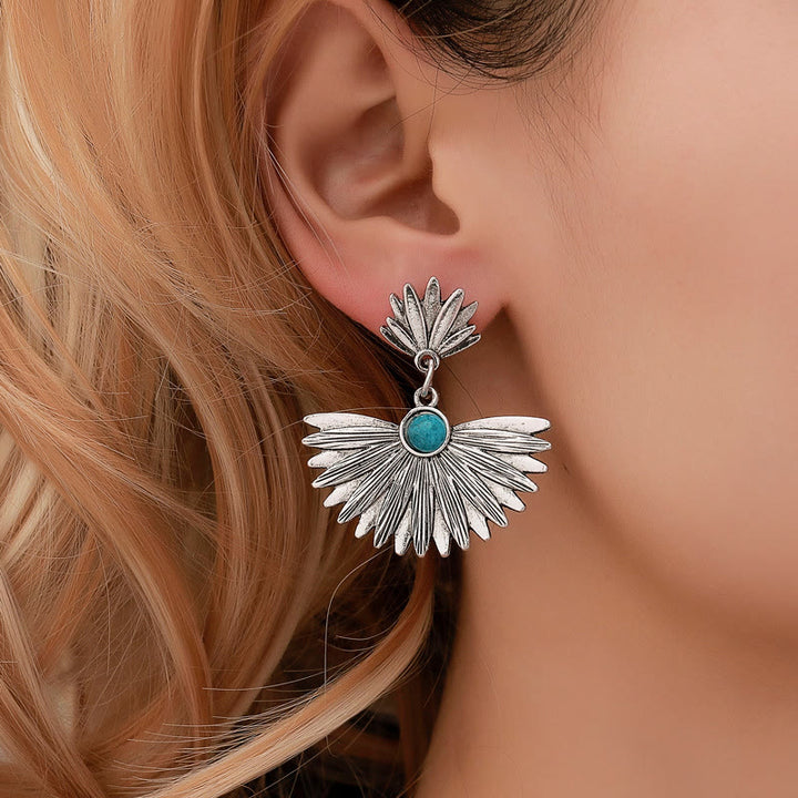 Olivenorma "Beauty And Strength" Vintage Sector Turquoise Earrings