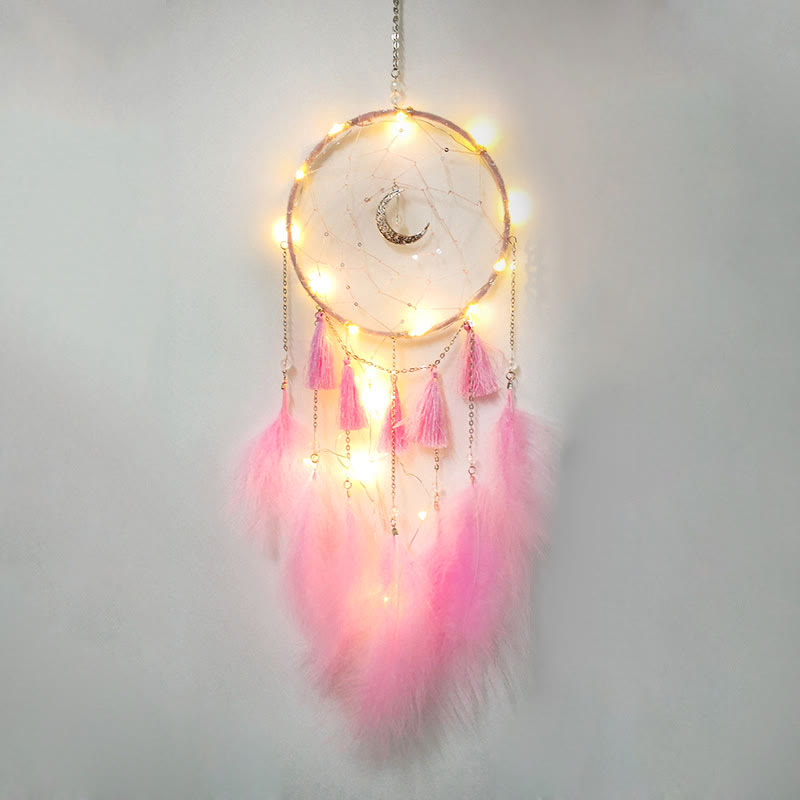 Olivenorma Fairy White Feather Moon Pendant Dream Catcher