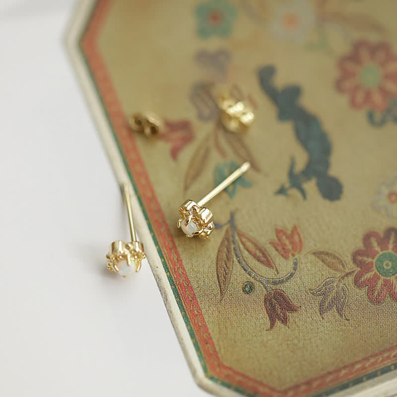 Olivenorma Delicate Vintage Opal Rhombic Earrings