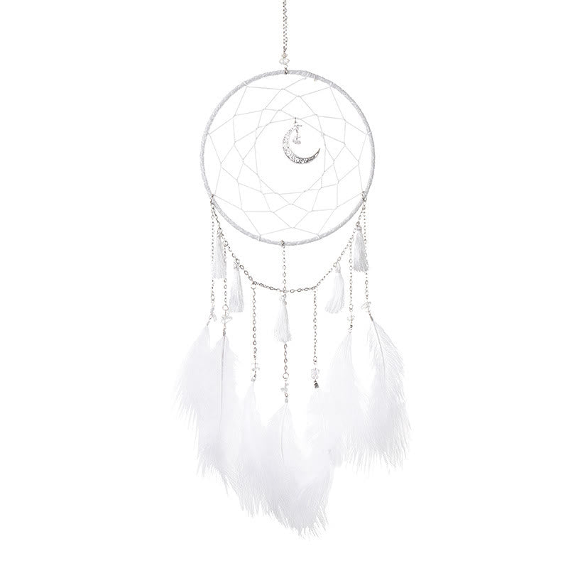 Olivenorma Fairy White Feather Moon Pendant Dream Catcher