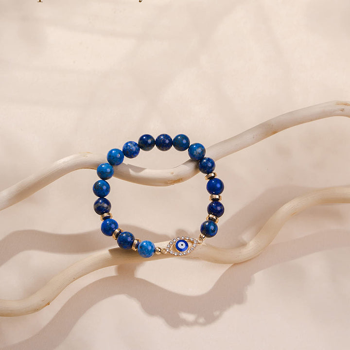 Olivenorma "Mood & Energy Protection" Lapis Lazuli Beaded Evil Eye Bracelet