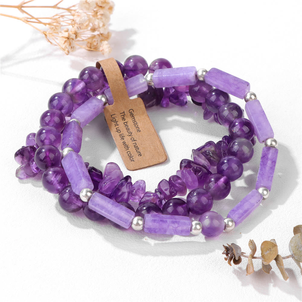 Olivenorma Natural Stone Irregular Three Layer Bracelet Set