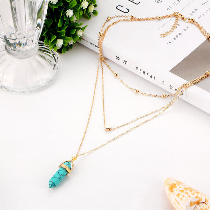 Natural Crystal Hexagonal Gemstone Necklace