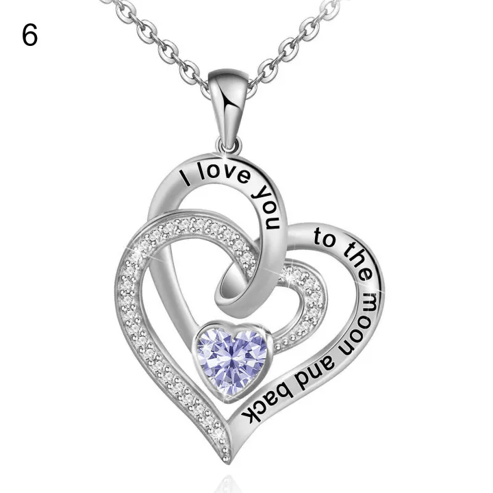 FREE Today: "I Love You to the Moon and Back" – Eternal Hearts Birthstone Necklace - Silver - June - Card Style Two - image 22