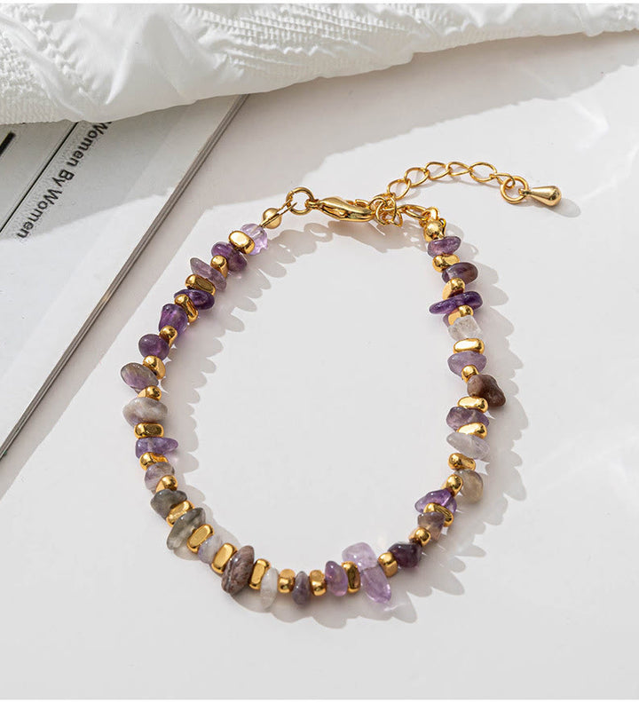 Olivenorma Natural Citrine Beaded Amethyst Gravel Necklace Bracelet