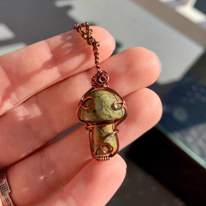 Olivenorma Natural Healing Stone Mushroom Necklace - image 2