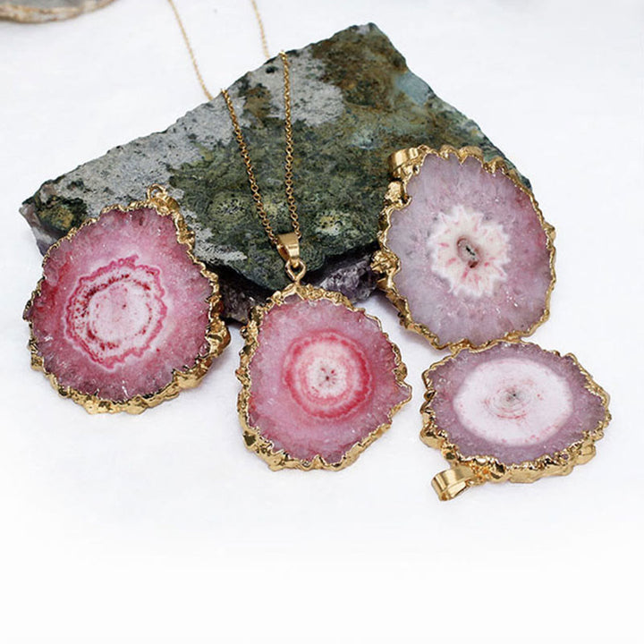 Olivenorma Natural Crystal Geode Pendant - Rose Quartz - image 5