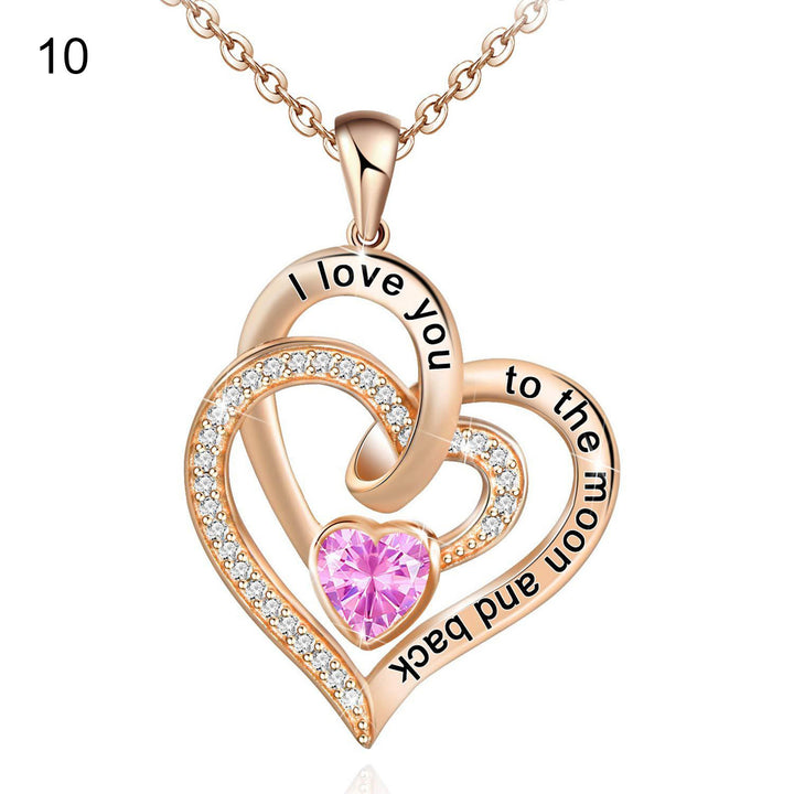 FREE Today: "I Love You to the Moon and Back" – Eternal Hearts Birthstone Necklace - Rosegold - October - Card Style Two - image 45