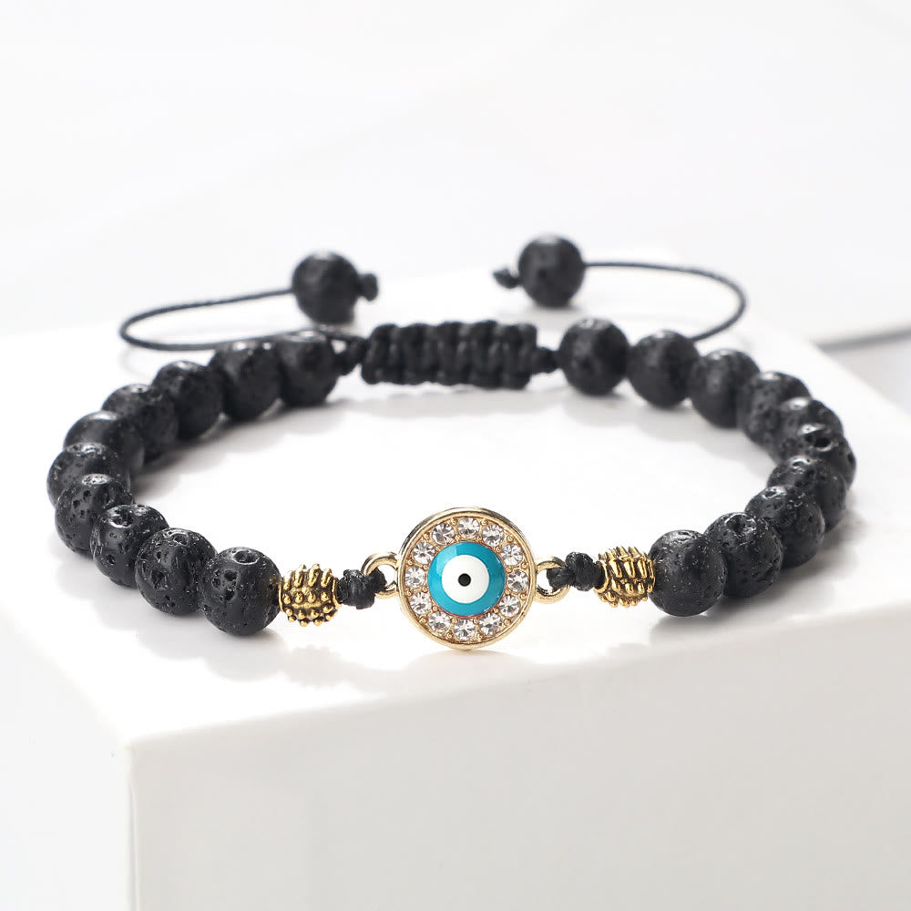 Olivenorma 6mm Natural Stone Zircon Beads Evil Eye Bracelet