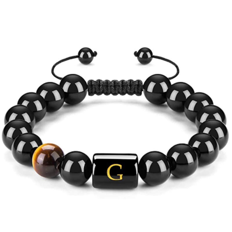 Olivenorma Tiger Eye With Black Onyx Healing Letter Bracelet