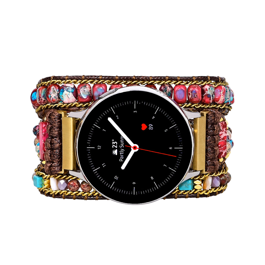 Olivenorma Red Blue Emperor Stone Braided Samsung Strap Bracelet