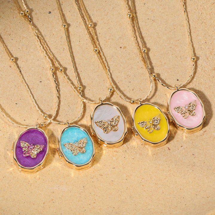 Olivenorma Nacre Butterfly Pendant 14k Gold Plated Copper Necklace
