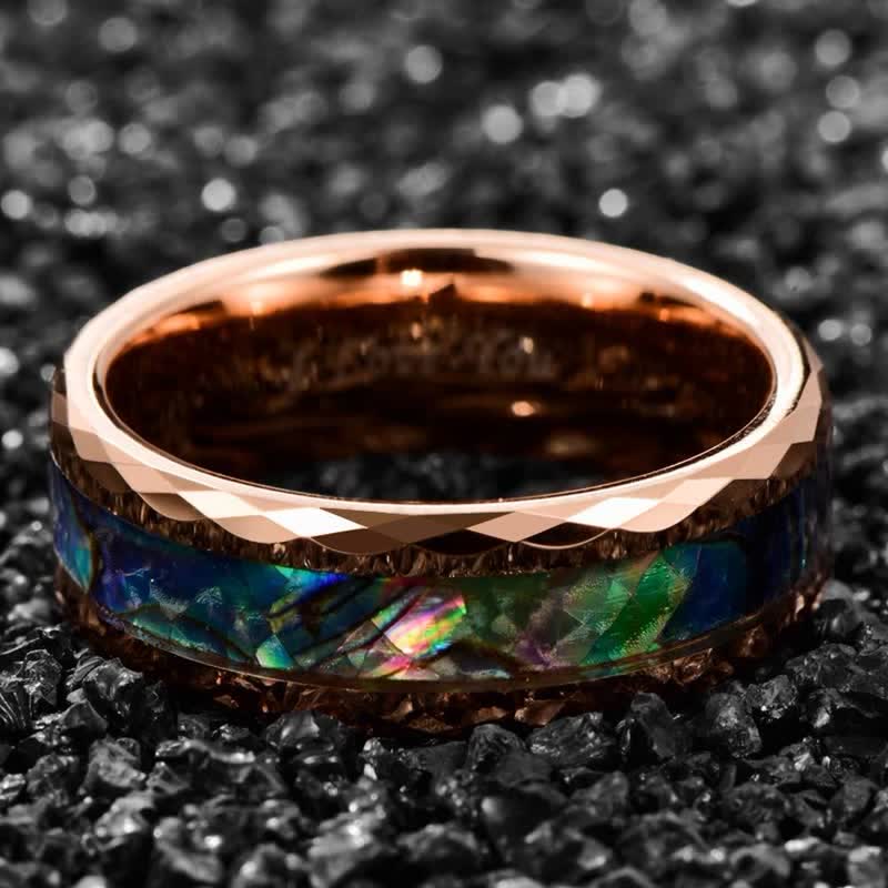 Olivenorma Koa Wood and Abalone Shell Tungsten Carbide Ring - image 26