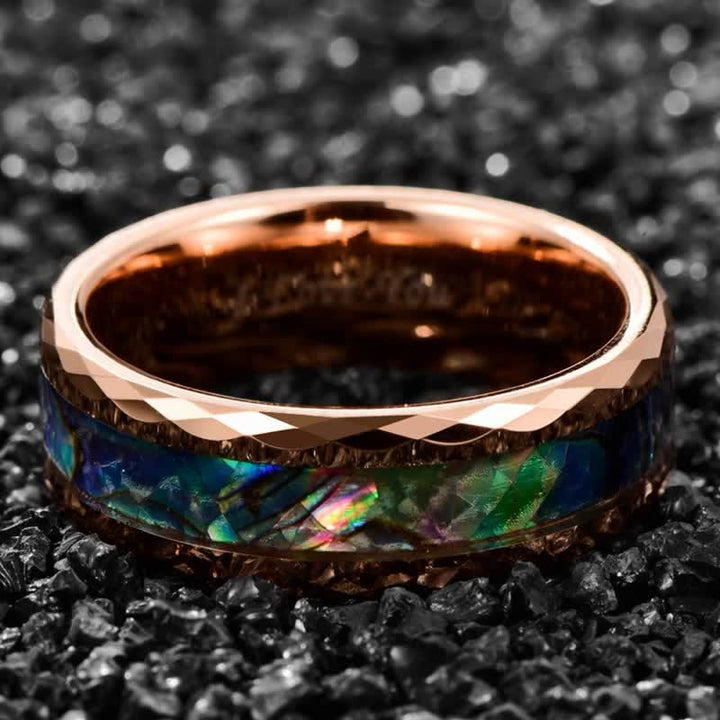 Olivenorma Koa Wood and Abalone Shell Tungsten Carbide Ring - image 26