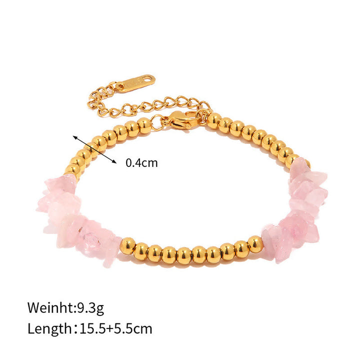 Olivenorma Natural Crushed  Crystals Gold Beads Bracelet