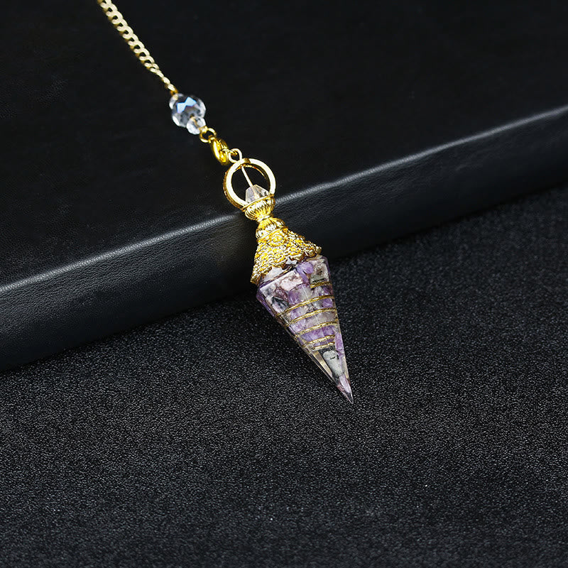 Olivenorma Natural Crystal Resin Hexagonal Pyramid Pendulum