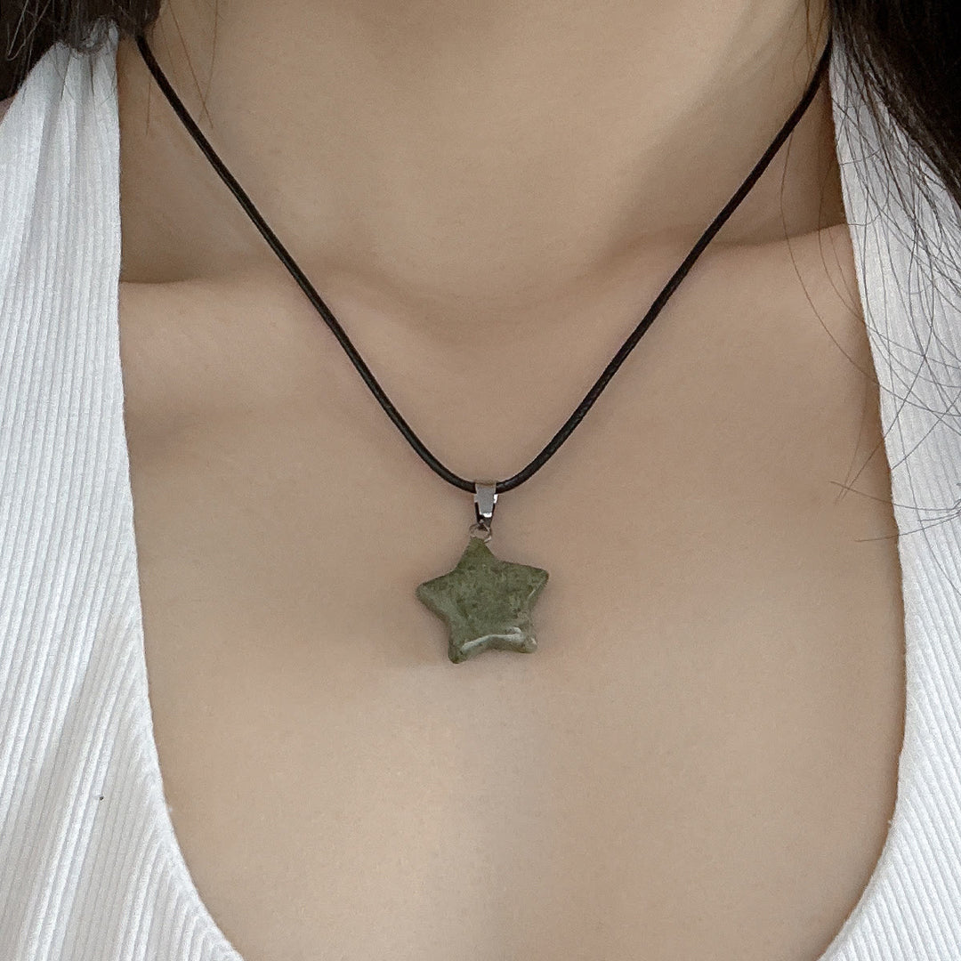 Olivenorma Natural Crystal Star Pendant Necklace