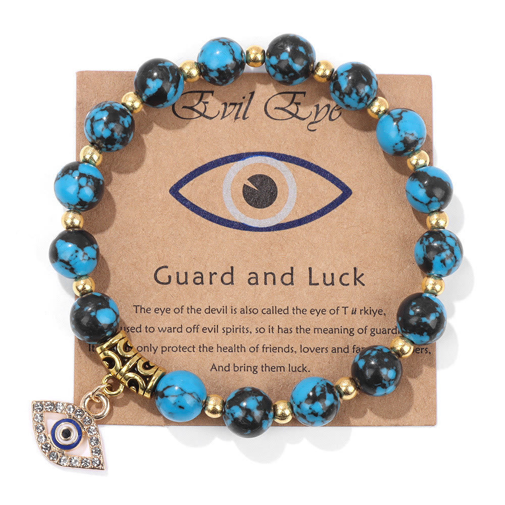 Olivenorma Natural Stone Bead Evil Eye Pendant Bracelet