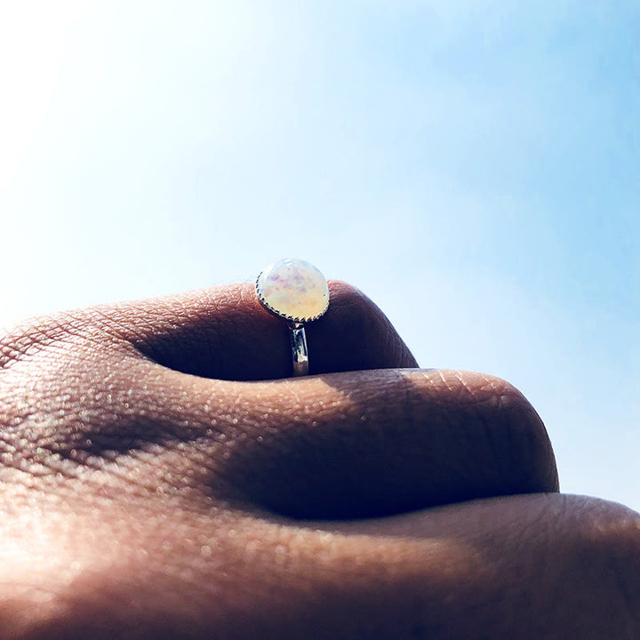 Olivenorma Opal Moonstone Simple Half Circle Adjustable Ring