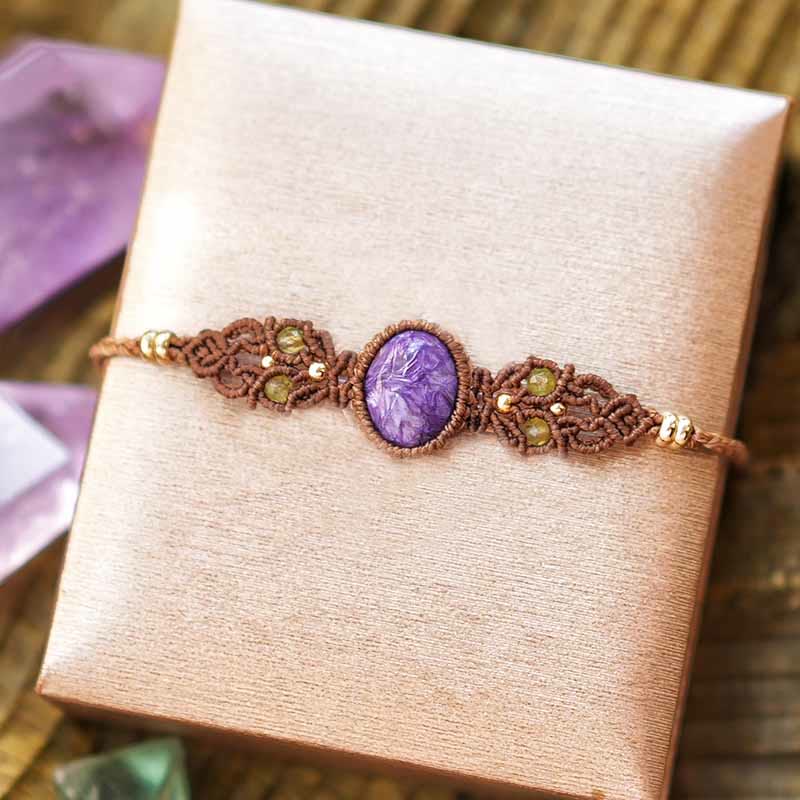 Olivenorma Amethyst Charoite Handwoven Guardian Bracelet Necklace