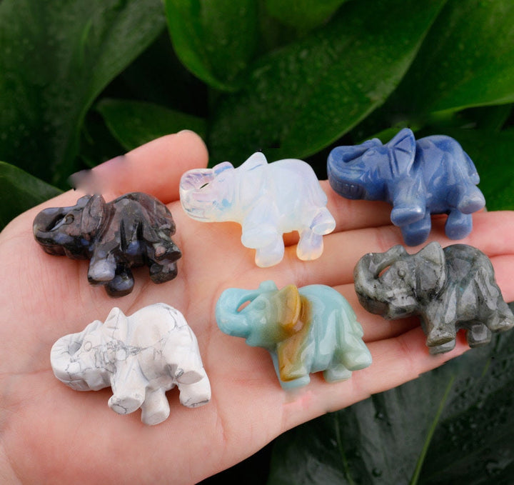 Olivenorma 1.5/2 Inches Carved Elephant Figurine Gemstone Decoration - image 0